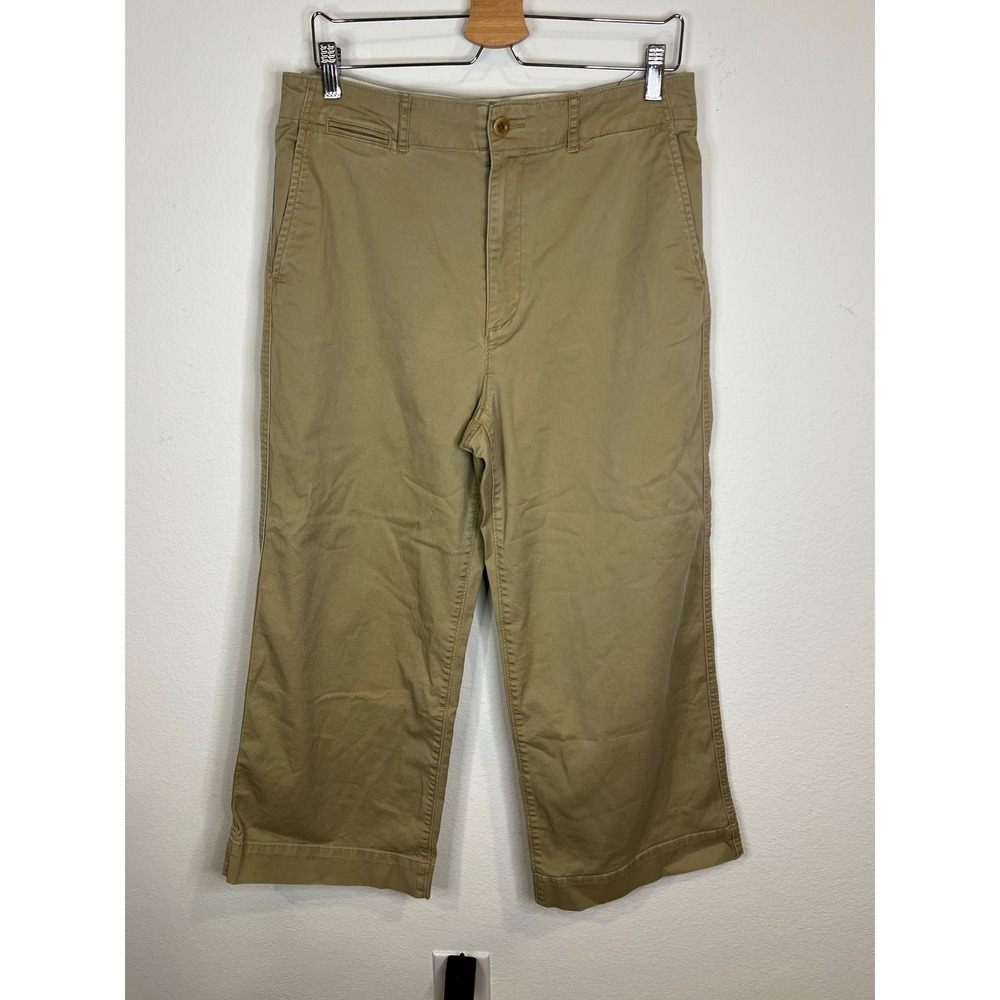 Polo Ralph Lauren Womens Cropped Wide Leg Chino Pants Khaki Tan Size 10